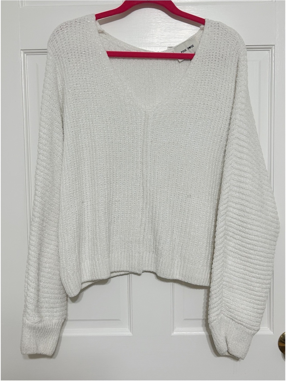 Cozy White Women's V-Neck Knit Sweater